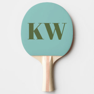 Modern Blue Green Monogram Initials Personalised  Ping Pong Paddle