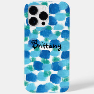 Modern Blue Green Pebbles Abstract Art Personalise Case-Mate iPhone 14 Pro Max Case