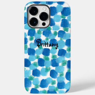 Modern Blue Green Pebbles Abstract Art Personalise iPhone 14 Pro Max Case