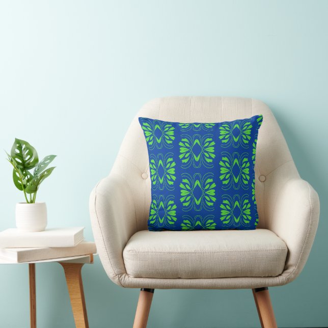 Modern Blue Green Scandinavian Design Cushion (Chair)