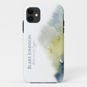 Modern Blue Green Watercolor Business Advertising iPhone 11 Case