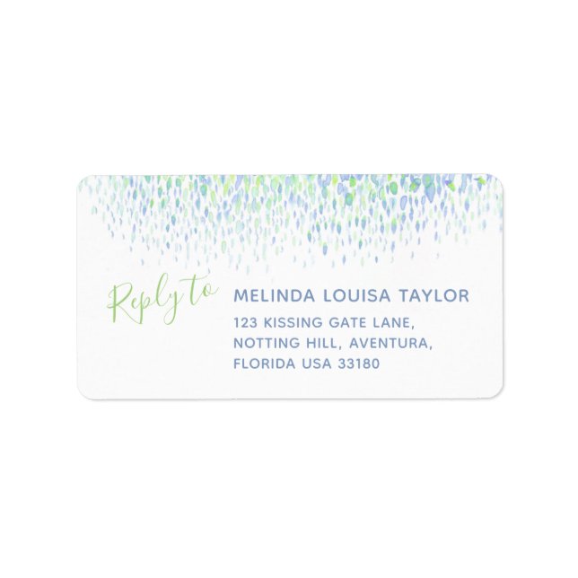 Modern blue green watercolor dabs address labels (Front)