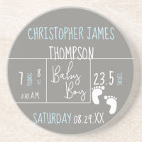 Modern Blue Grey Baby Boy photo Birth Announcement