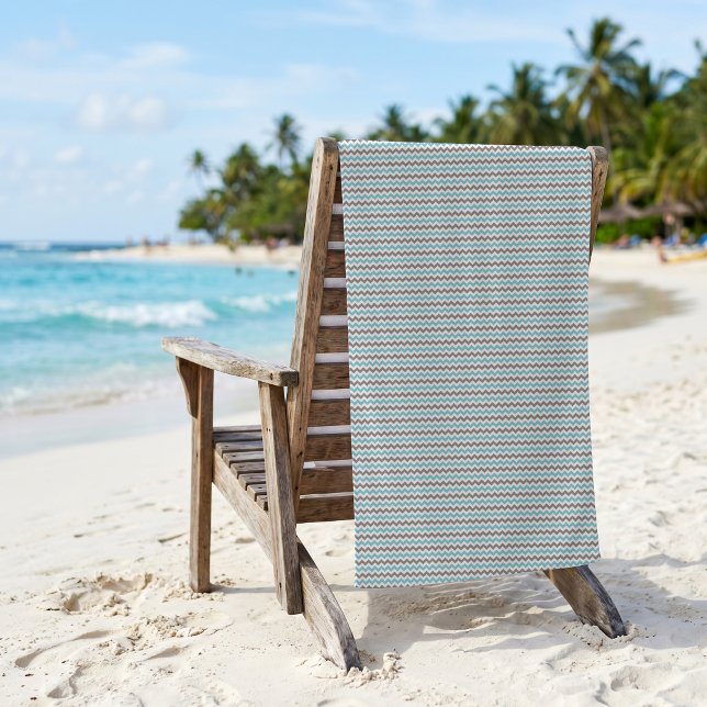 Modern Blue Grey Chevron Pattern Beach Towel (Creator Uploaded)