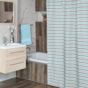 Modern Blue Grey Chevron Shower Curtain