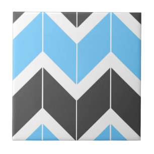 Modern Blue Grey Herringbone Chevron Pattern Ceramic Tile