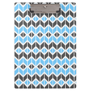 Modern Blue Grey Herringbone Geometric Pattern Clipboard