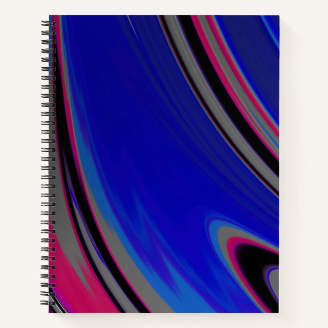 Modern Blue Grey Magenta Fractal Notebook (Front)