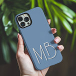 Modern Blue Grey Monogram Initials Contemporary iPhone 16 Pro Max Case<br><div class="desc">Modern Blue Grey Monogram Initials Contemporary Phone 16 Pro Max Cases features a your custom personalised monogram in modern script typography. Perfect for family and friends for birthdays,  Christmas,  holidays,  Mother's Day,  Father's Day and more. Designed by ©2024 Evco Holidays www.zazzle.com/store/evcoholidays</div>