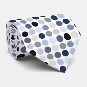 modern blue grey polka dots pattern monogram tie