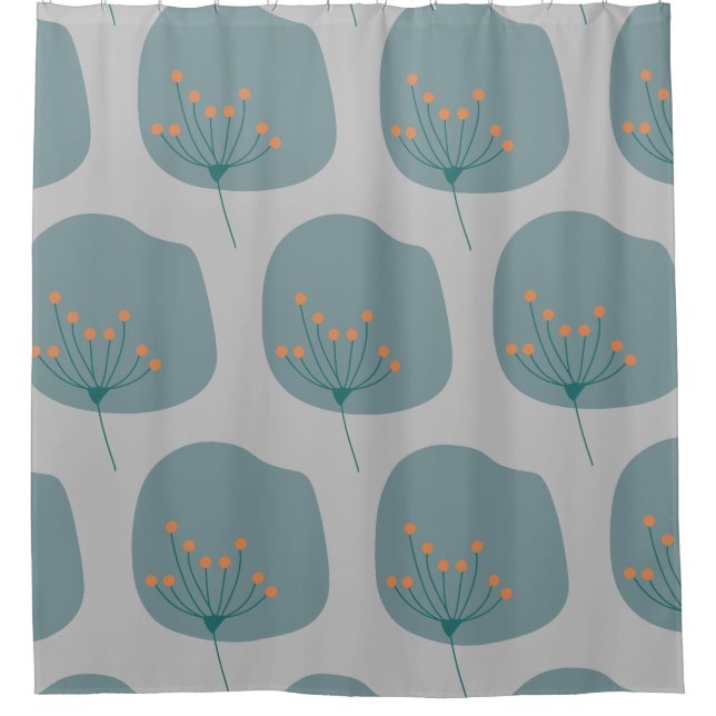 Modern Blue Grey Simple Abstract Shower Curtain (Front)