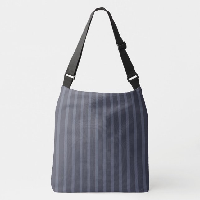 Modern Blue Grey Striped Crossbody Bag (Front)