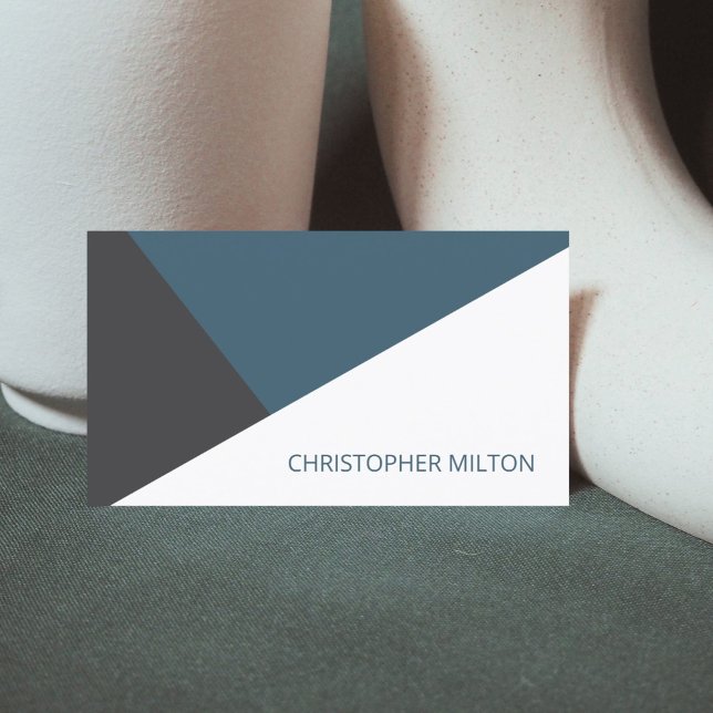 Modern Blue Grey White Geometric Consultant Business Card (Creator Uploaded)