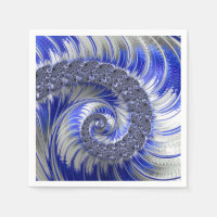 Modern Blue Grey White Spiral Fractal