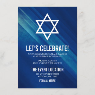 Modern Blue Grunge Bar Mitzvah Reception Invitation