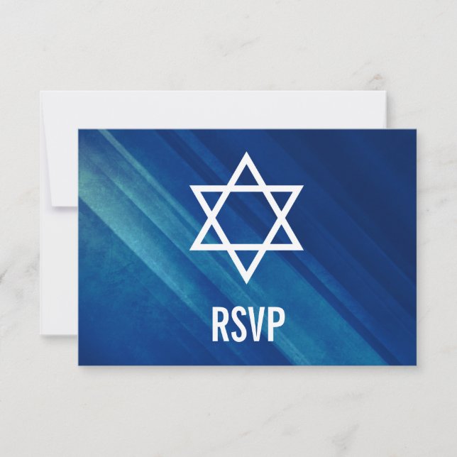 Modern Blue Grunge Bar Mitzvah RSVP (Front)