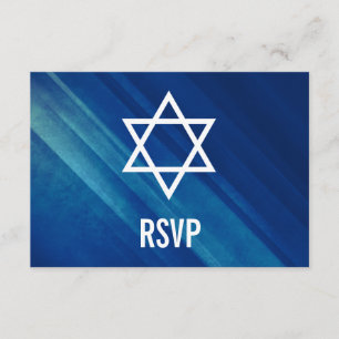 Modern Blue Grunge Bar Mitzvah RSVP Card