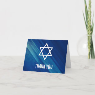 Modern Blue Grunge Bar Mitzvah Thank You Card