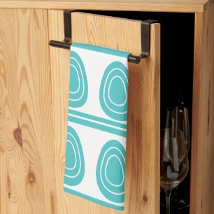 Modern Blue Happy Easter Eggs Pattern Tea Towel