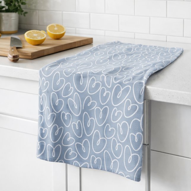 Modern Blue Heart Tea Towel (Creator Uploaded)