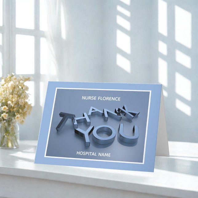 Modern Blue Hospital Nurse Thank You Card (Thank your Nurse or Doctor with this thank you card. Just add your message)