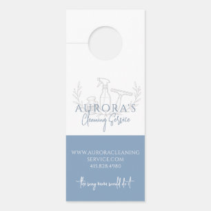 Modern Blue House Cleaning And Maid Service Door Hanger