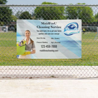 Modern Blue House Cleaning Service Housekeeping Banner