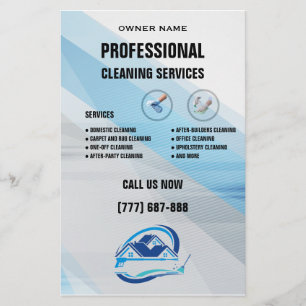 Modern Blue House Cleaning Service Housekeeping Flyer