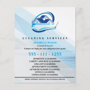 Modern Blue House Cleaning Service Housekeeping Flyer