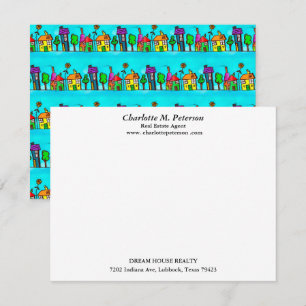 Modern Blue House Real Estate Agent Card