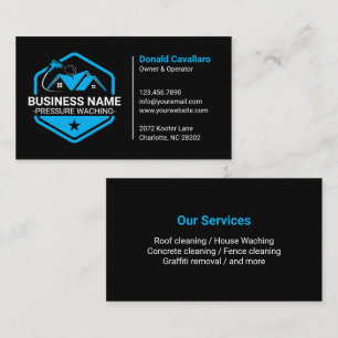 Modern Blue House Washing Pressure Washing Business Card