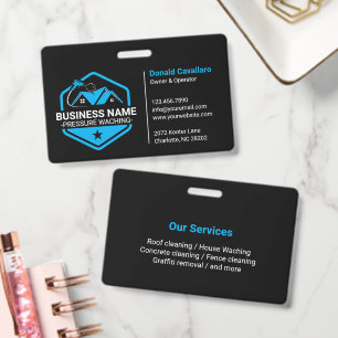 Modern Blue House Washing Pressure Washing ID Badge