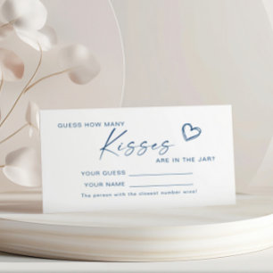 Modern Blue How Many Kisses Shower Game card