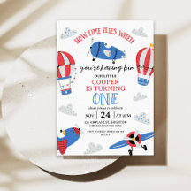 Modern Blue How Time Flies 1st Birthday