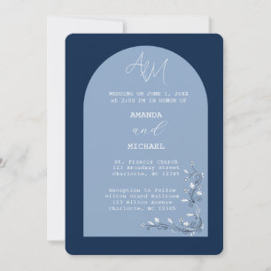 Modern Blue Hues Arch Wedding Invitation