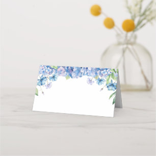 Modern Blue Hydrangea Floral Bridal Shower Place Card