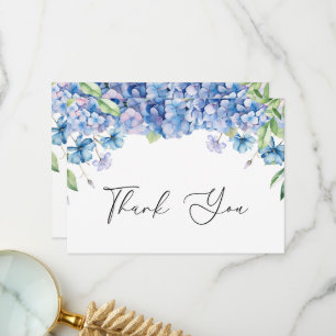 Modern Blue Hydrangea Floral Bridal Shower Thank You Card