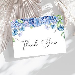 Modern Blue Hydrangea Floral Bridal Shower Thank You Card