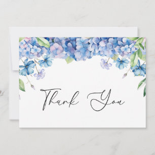 Modern Blue Hydrangea Floral Bridal Shower Thank You Card