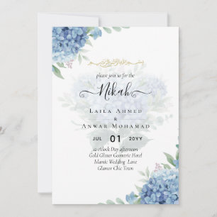 Modern Blue Hydrangea Wedding Invitation QR Code