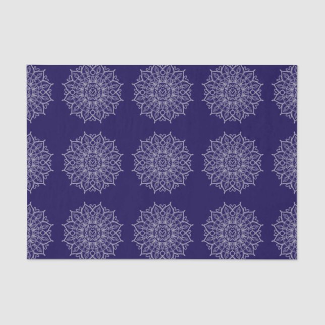 Modern Blue Indigo Mandala Boho Decoupage Gift Tissue Paper (Front)