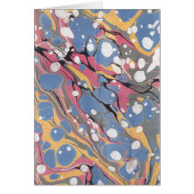 Modern Blue Italian Marbled Paper Thank You