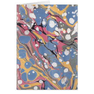 Modern Blue Italian Marbled Paper Thank You
