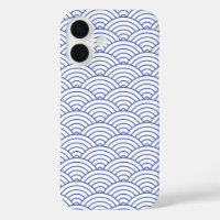 Modern Blue Japanese Wave Geometric Pattern