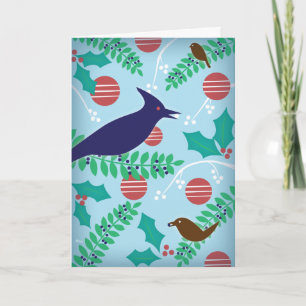Modern Blue Jay Happy Holiday Card