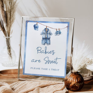 Modern Blue Jean Baby Babies are Sweet  Poster