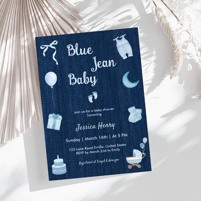 Modern Blue Jean Baby Denim Baby Shower Invitation (Creator Uploaded)