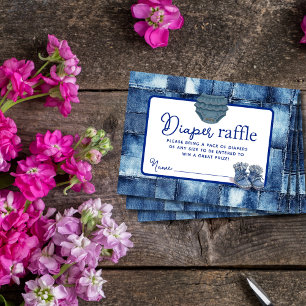 Modern Blue Jean Baby Denim Themed Diaper Raffle Enclosure Card