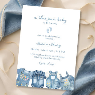 Modern Blue Jean Baby is on the way Baby Shower  Invitation