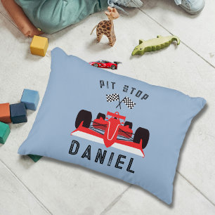 Modern Blue Kids Red Racing Car Decorative Cushion